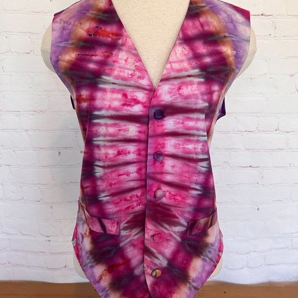 Tie Dyed Vest - Unisex - Purples & Pinks - Size Medium - Picture 2 of 11